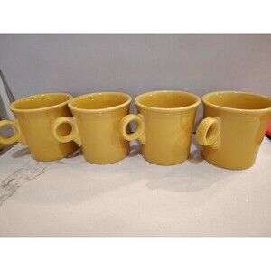 Set of 4 Fiesta Fiestaware HLC Sunflower Yellow Mug Tom Jerry Ring Handle